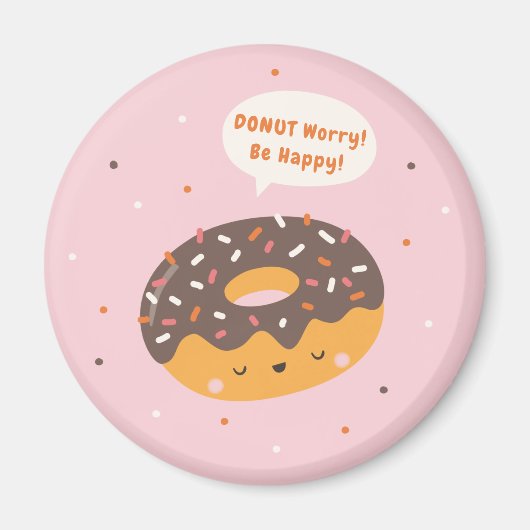 ドーナツ心配して幸せ！かわいいドーナツで マグネット (正面)
