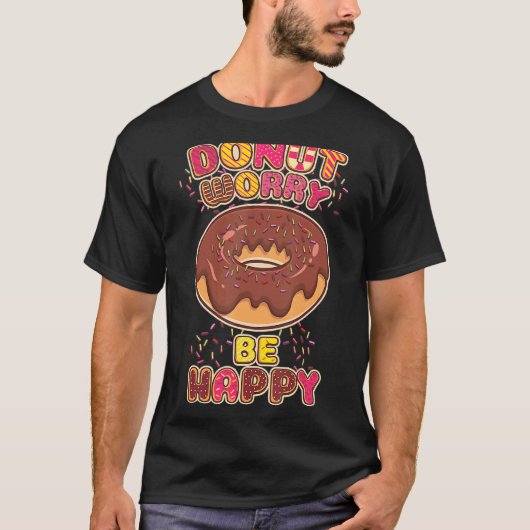 ドーナツ心配するハッピードーナツ Tシャツ (正面)