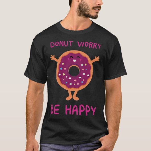 ドーナツ心配するハッピードーナツ Tシャツ (正面)