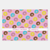 ドーナツ心配する幸せなカラフルおもしろい単語pun ラッピングペーパーシート (正面3)