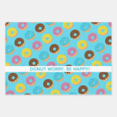 ドーナツ心配する幸せなカラフルおもしろい単語pun ラッピングペーパーシート (正面2)