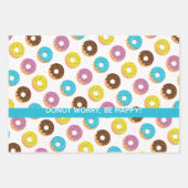 ドーナツ心配する幸せなカラフルおもしろい単語pun ラッピングペーパーシート (正面)