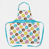 ドーナツ心配する幸せな単語をパンカラフル散水 エプロン (正面)