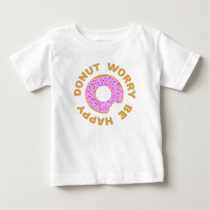 ドーナツ心配は幸せです ベビーTシャツ