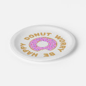 ドーナツ心配は幸せです ペーパープレート (アングル)
