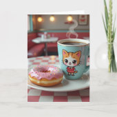 ドーナツ心配、幸せになれ | かわいいフードプーン カード (正面)