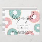 ドーナツ性別がピンクと緑を明らかにする 招待状 (正面/裏面)