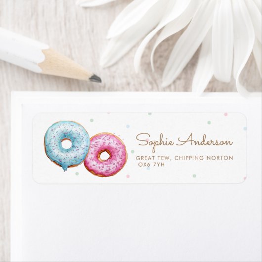 ドーナツ性別のリビールパーティーアドレス ラベル (インサイチュ)