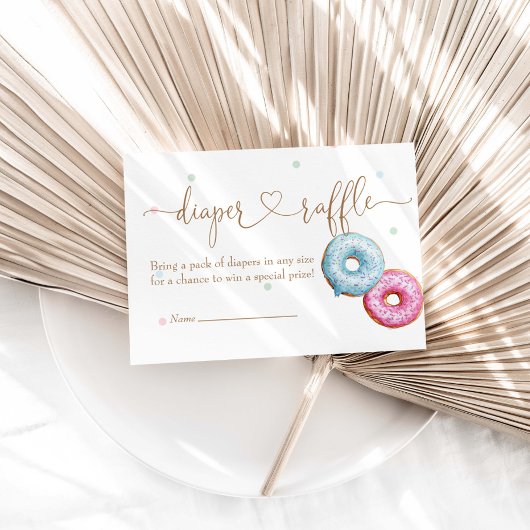 ドーナツ性別リビールパーティーおむつラッフル エンクロージャーカード