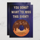 ドーナツ恋しく思このイベントネオン結婚式の日付を保存 招待状 (正面/裏面)