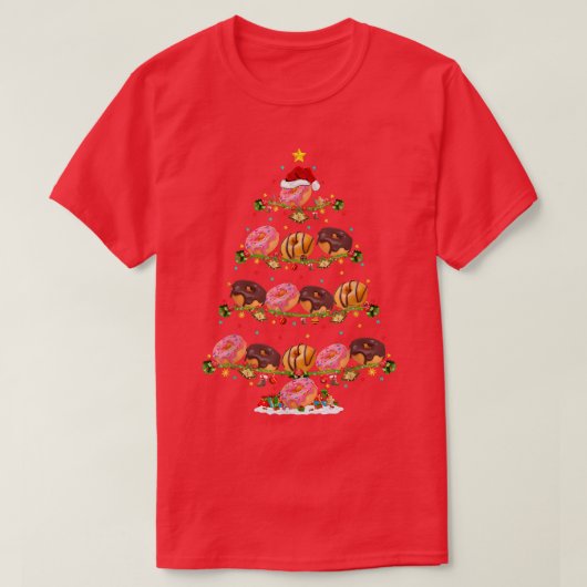 ドーナツ愛クリスマス照明サンタドナッツクリスマス  Tシャツ (デザイン正面)
