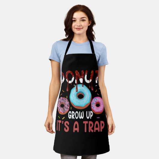 ドーナツ成長トラップドーナツ愛おもしろい者の甘い エプロン (着用した状態)