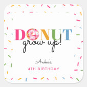 ドーナツ成長レインボーブラウンズ誕生日かわいい スクエアシール (正面)