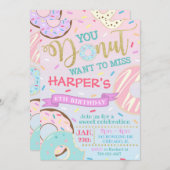 ドーナツ招待状ドーナツ誕生日招待状 招待状 (正面/裏面)