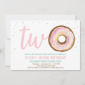 ドーナツ招待状ワンガールツースイートバースデーパーティー 招待状 (正面)