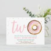 ドーナツ招待状ワンガールツースイートバースデーパーティー 招待状 (スタンド正面)