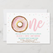 ドーナツ招待状ワンガール第1誕生日パーティースイート 招待状 (正面)