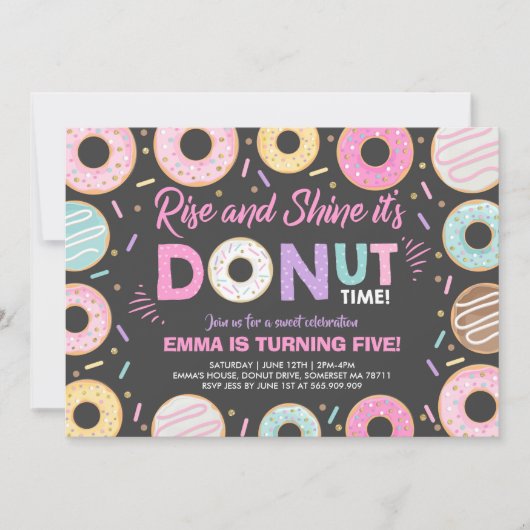 ドーナツ招待状 朝を迎えよう ドーナツの時間だ 招待状 (正面)