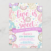 ドーナツ招待状、5はスウィート招待状、5th 招待状 (正面/裏面)