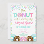 ドーナツ振りかける誕生日パーティーの招待状の女の子 招待状 (正面)