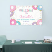 ドーナツ散水誕生日ベビーシャワー背景 横断幕 (トレードショー)