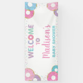 ドーナツ散水誕生日ベビーシャワー背景 横断幕 (縦)