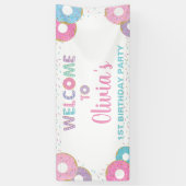 ドーナツ散水誕生日ベビーシャワー背景 横断幕 (縦)