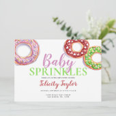 ドーナツ散水赤ちゃんシャワーピンクドーナツ 招待状 (スタンド正面)