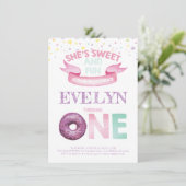 ドーナツ最初の誕生日水彩 招待状 (スタンド正面)