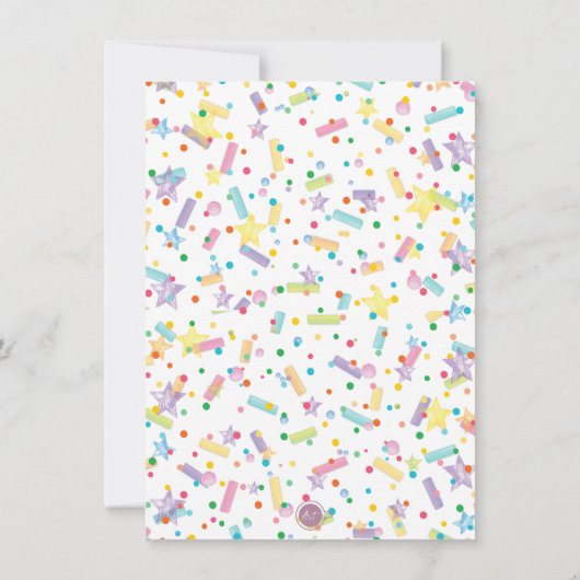 ドーナツ最初の誕生日水彩 招待状 (裏面)