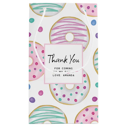 ドーナツ柄 キュート カラフル サンクス スモールペーパーバッグ (裏面)
