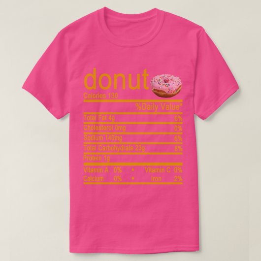 ドーナツ栄養ファクトラベル Tシャツ (デザイン正面)