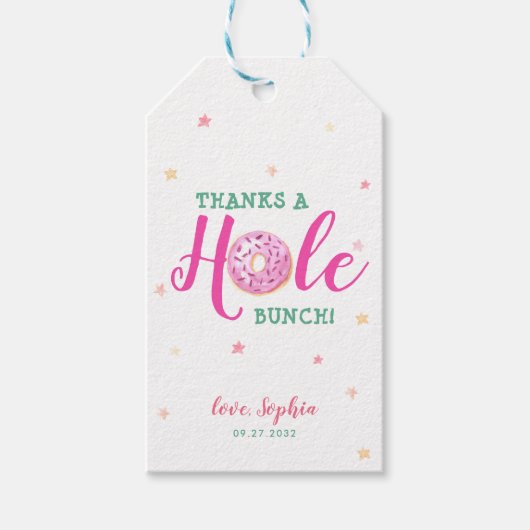 ドーナツ水感謝してい色穴バンチありがとう ギフトタグ (正面)