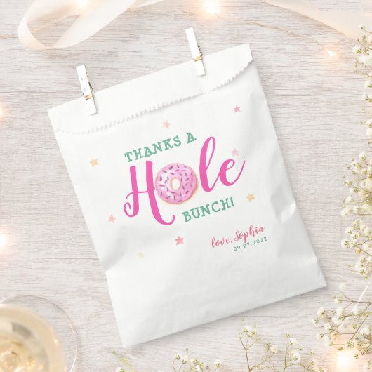 ドーナツ水感謝してい色穴バンチありがとう フェイバーバッグ (クリップ留めされた状態)