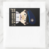 「ドーナツ無し、サービス無おもしろいし」警官 長方形シール (バッグ)