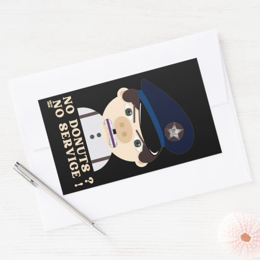 「ドーナツ無し、サービス無おもしろいし」警官 長方形シール (封筒)