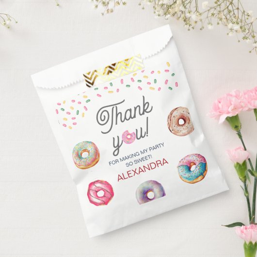 ドーナツ甘いワンピンク1歳の誕生日パーティー フェイバーバッグ (封をした状態)