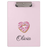 ドーナツ甘い女の子の振り掛け名パーソナライズされた前 クリップボード (正面)