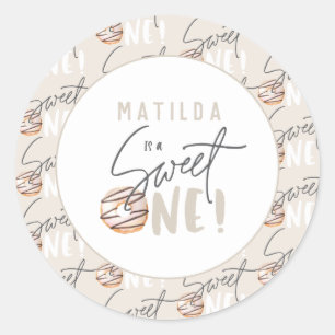 ドーナツ甘い1日の誕生日パーティーのお願い ラウンドシール