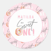 ドーナツ甘い1日の誕生日パーティーのお願い ラウンドシール (正面)