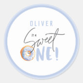 ドーナツ甘い1日の誕生日パーティーのお願い ラウンドシール (正面)