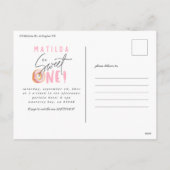 ドーナツ甘い1歳の誕生日パーティの招待状 シーズンポストカード (裏面)