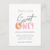 ドーナツ甘い1歳の誕生日パーティの招待状 シーズンポストカード (正面)