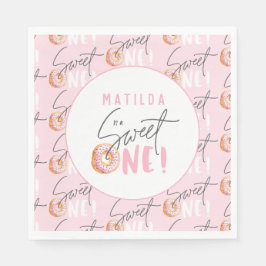 ドーナツ甘い1歳の誕生日パーティの招待状 スタンダードランチョンナプキン