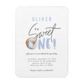 ドーナツ甘い1歳の誕生日パーティの招待状 マグネット (縦)