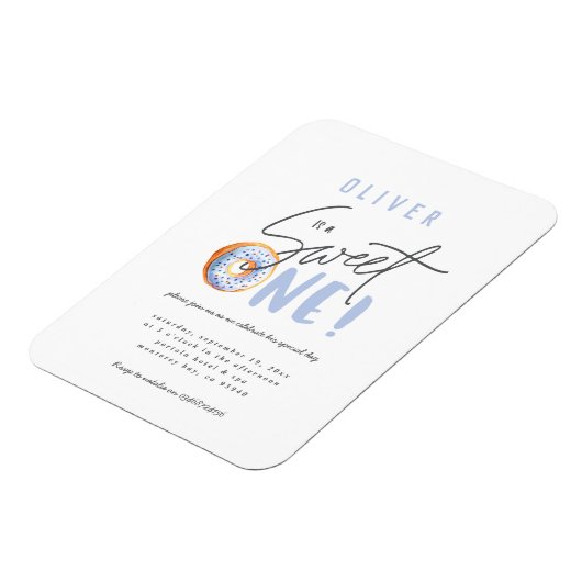 ドーナツ甘い1歳の誕生日パーティの招待状 マグネット (左側)