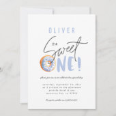 ドーナツ甘い1歳の誕生日パーティの招待状 案内状 (正面)