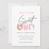 ドーナツ甘い1歳の誕生日パーティの招待状 案内状 (正面)