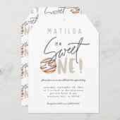 ドーナツ甘い1歳の誕生日パーティの招待状 案内状 (正面/裏面)