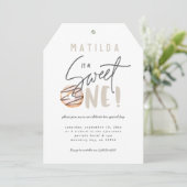 ドーナツ甘い1歳の誕生日パーティの招待状 案内状 (スタンド正面)